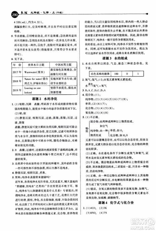 2019年荣德基特高级教师点拨化学九年级上R版人教版参考答案 2019年荣德基特高级教师点拨化学九年级上R版人教版参考答案