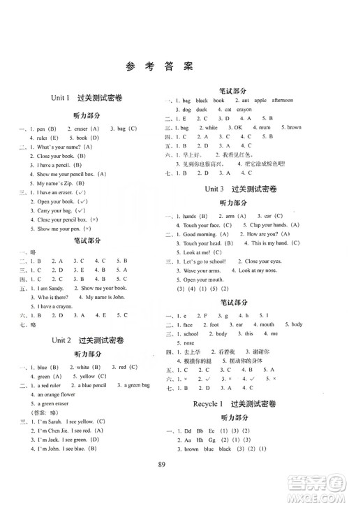 68所名校图书2019秋期末冲刺100分完全试卷三年级英语上册人教PEP版答案