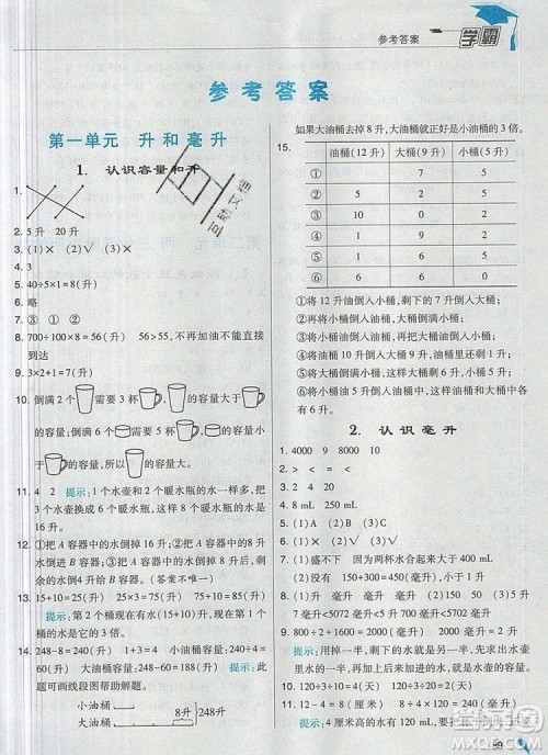 2019年经纶学典学霸四年级数学上册江苏版参考答案 2019年经纶学典学霸四年级数学上册江苏版参考答案