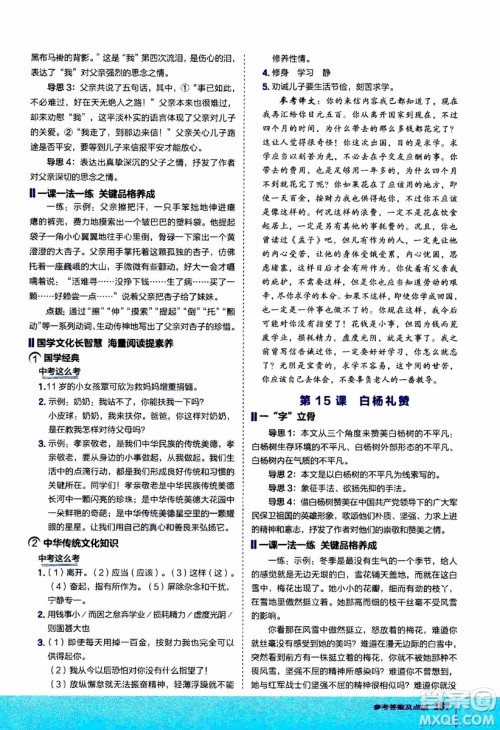 2019年荣德基特高级教师点拨语文八年级上R版人教版参考答案 2019年荣德基特高级教师点拨语文八年级上R版人教版参考答案