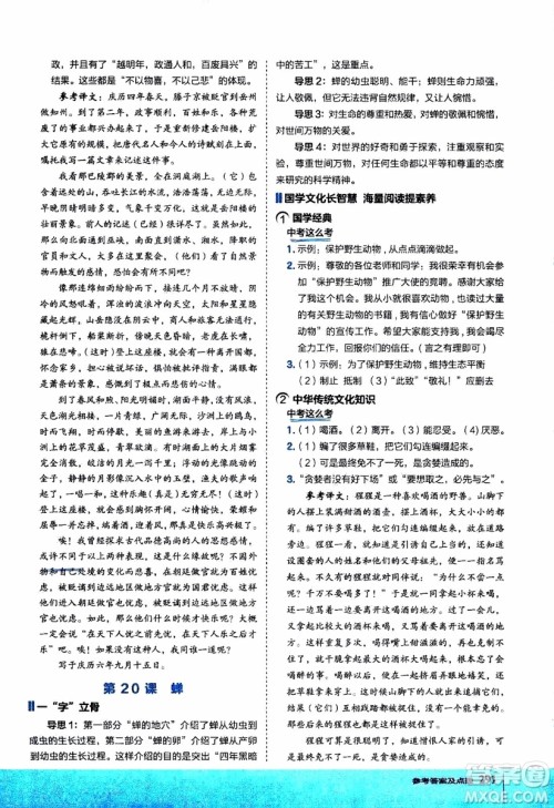 2019年荣德基特高级教师点拨语文八年级上R版人教版参考答案 2019年荣德基特高级教师点拨语文八年级上R版人教版参考答案