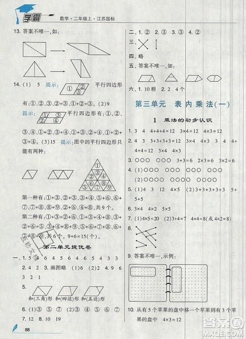 2019年经纶学典学霸二年级数学上册江苏版参考答案 2019年经纶学典学霸二年级数学上册江苏版参考答案