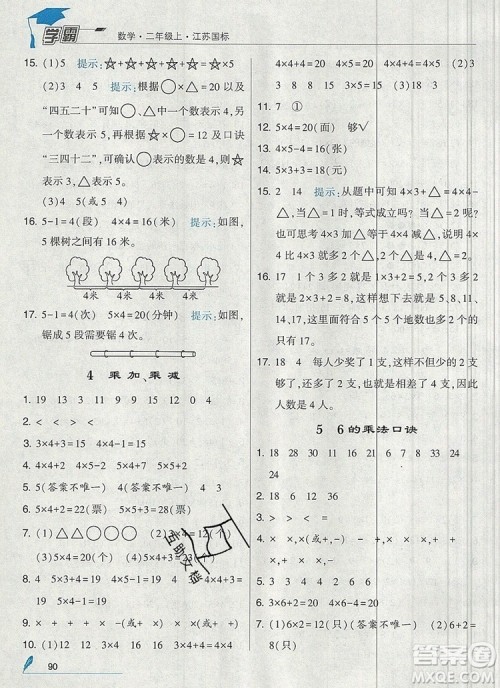 2019年经纶学典学霸二年级数学上册江苏版参考答案 2019年经纶学典学霸二年级数学上册江苏版参考答案