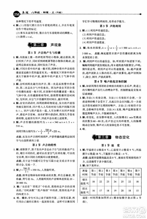 2019年荣德基特高级教师点拨物理八年级上R版人教版参考答案 2019年荣德基特高级教师点拨物理八年级上R版人教版参考答案
