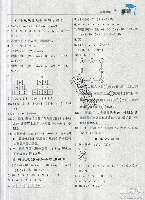 经纶学典学霸一年级数学上册江苏版2019年秋答案 经纶学典学霸一年级数学上册江苏版2019年秋答案