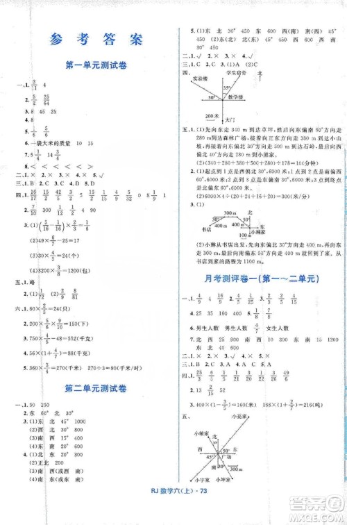 赢在起跑线2019天天100分小学优化测试卷六年级数学上册RJ人教版答案 赢在起跑线2019天天100分小学优化测试卷六年级数学上册RJ人教版答案