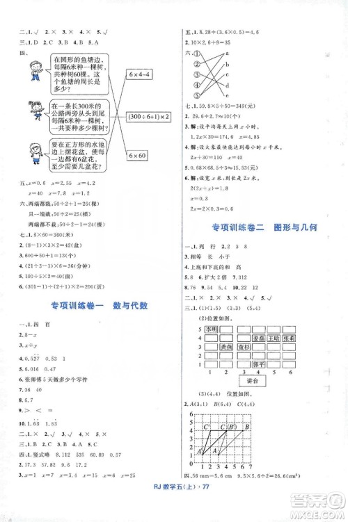 赢在起跑线2019天天100分小学优化测试卷五年级数学上册RJ人教版答案 赢在起跑线2019天天100分小学优化测试卷五年级数学上册RJ人教版答案