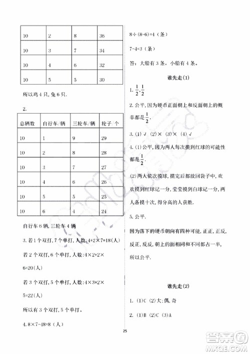 海天出版社2019秋知识与能力训练数学五年级上册北师大版A版参考答案 海天出版社2019秋知识与能力训练数学五年级上册北师大版A版参考答案