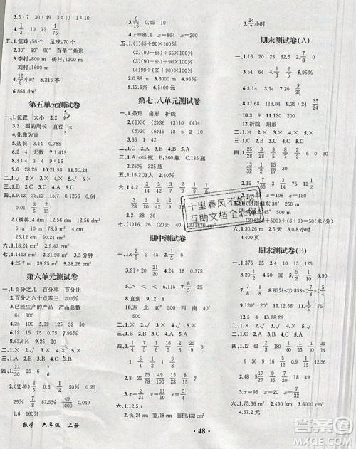 2019年胜券在握同步解析与测评六年级数学上册人教版重庆专版参考答案