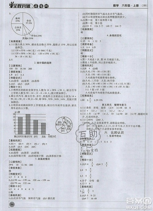 状元坊全程突破导练测六年级数学上册北师大版2019答案