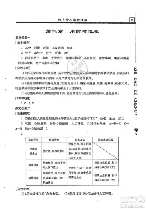 明天出版社2019自主学习指导课程生物学八年级全一册人教版答案