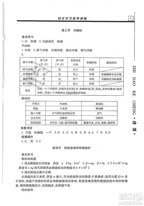 明天出版社2019自主学习指导课程九年级物理上册沪科版答案