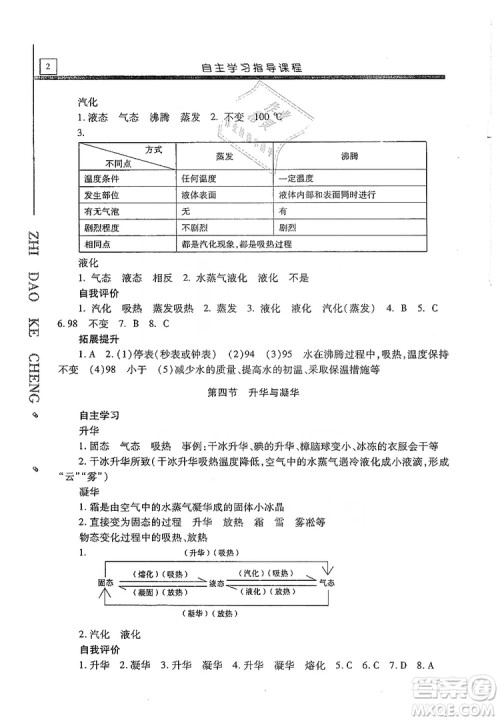 明天出版社2019自主学习指导课程九年级物理上册沪科版答案