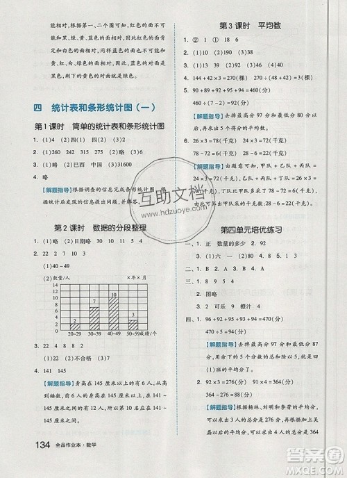 2019年全品作业本四年级数学上册苏教版参考答案 2019年全品作业本四年级数学上册苏教版参考答案
