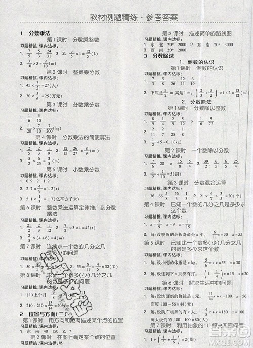 全品学练考六年级数学上册人教版2019参考答案