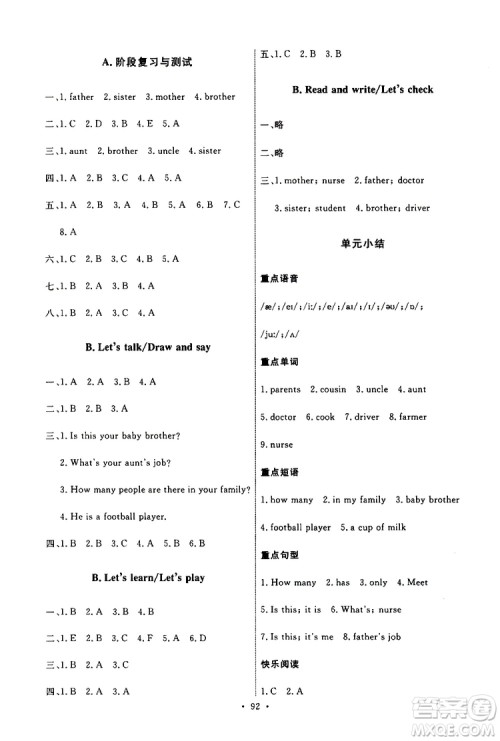 2019年能力培养与测试英语四年级上册PEP人教版参考答案 2019年能力培养与测试英语四年级上册PEP人教版参考答案