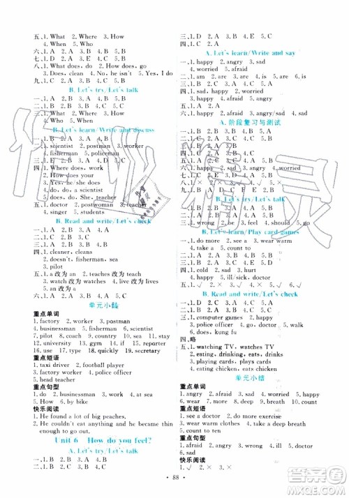 2019年能力培养与测试英语六年级上册PEP人教版参考答案 2019年能力培养与测试英语六年级上册PEP人教版参考答案