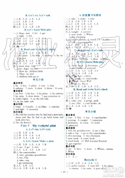 2019年能力培养与测试英语六年级上册PEP人教版参考答案 2019年能力培养与测试英语六年级上册PEP人教版参考答案