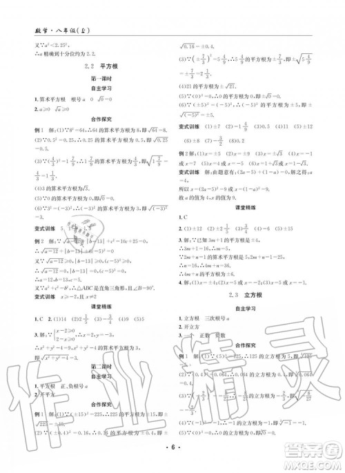 2019年新版理科爱好者八年级数学上册北师大版2019第5期参考答案