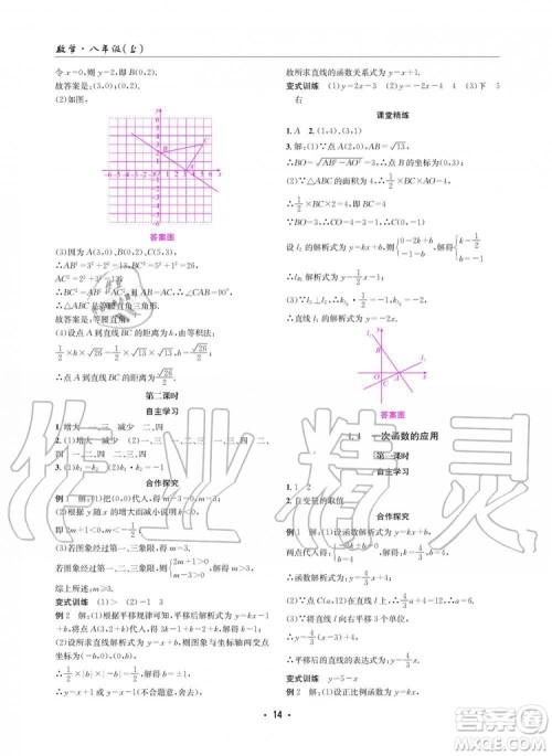 2019年新版理科爱好者八年级数学上册北师大版2019第5期参考答案