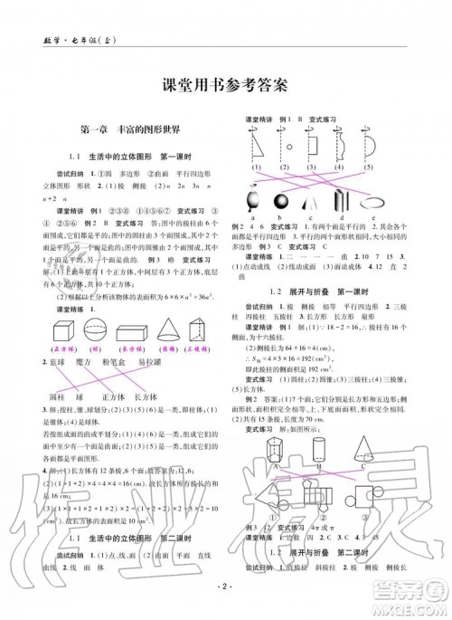 2019年理科爱好者数学七年级上册北师大版2019第1期参考答案