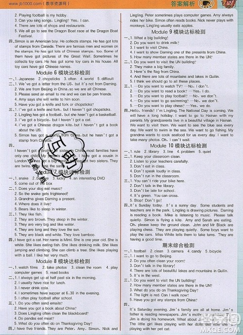 2020年新版世纪金榜金榜大讲堂六年级英语上册外研版答案 2020年新版世纪金榜金榜大讲堂六年级英语上册外研版答案