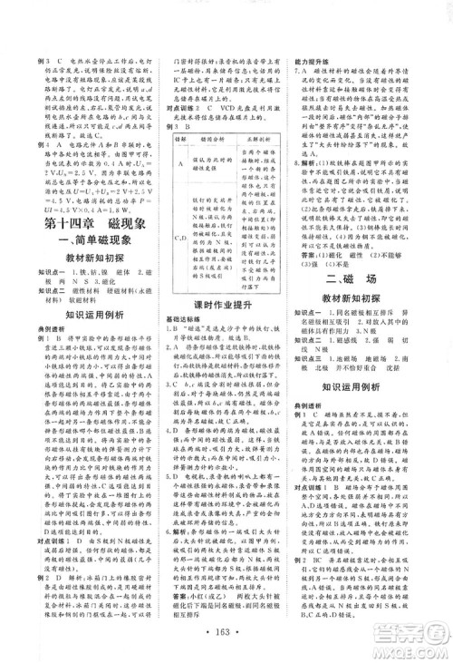 海南出版社2019新课程同步练习册物理九年级全一册北师大版答案