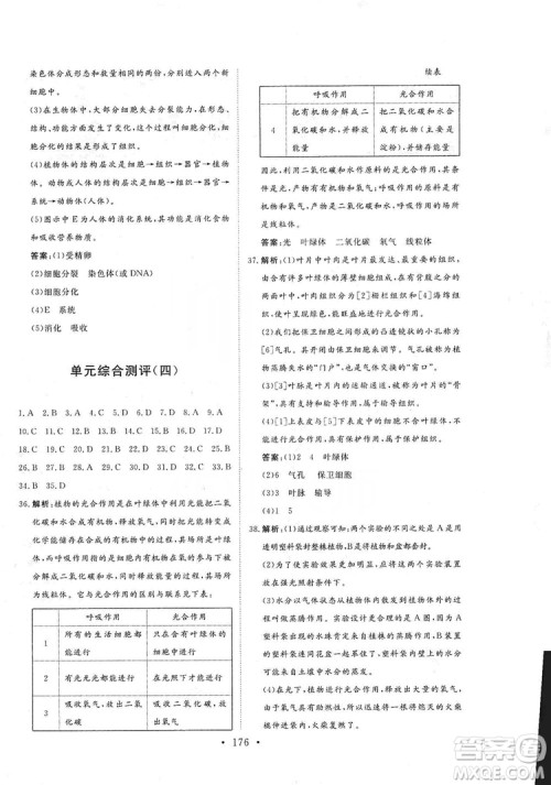 2019海南出版社新课程同步练习册生物学七年级上册北师大版答案