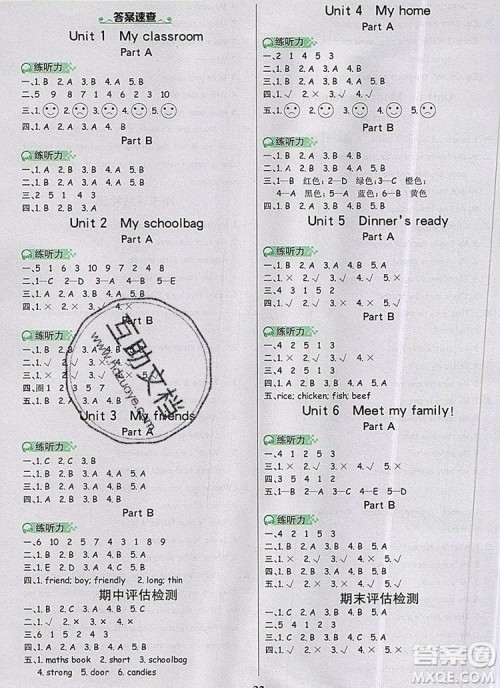 世纪金榜金榜小博士四年级英语上册人教版2020年新版答案