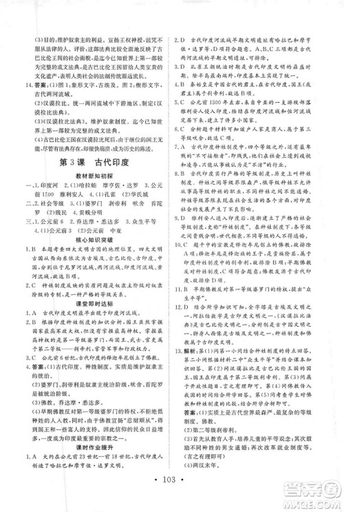 2019海南出版社新课程同步练习册历史九年级上册统编版答案