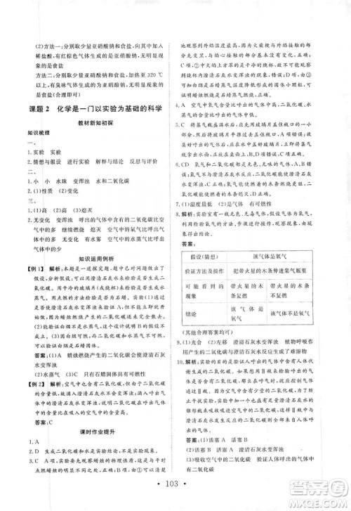 海南出版社2019新课程同步练习册化学九年级上册人教版答案