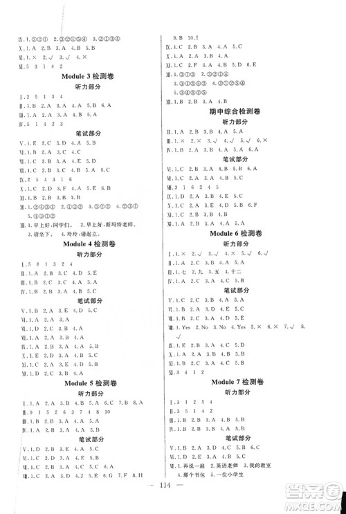 阳光出版社2019快乐练习作业本英语三年级上册外研版答案 阳光出版社2019快乐练习作业本英语三年级上册外研版答案