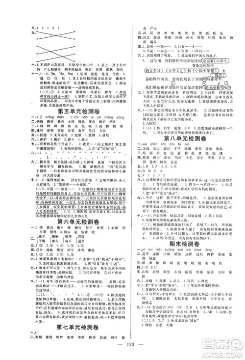 阳光出版社2019快乐练习作业本语文四年级上册人教版答案