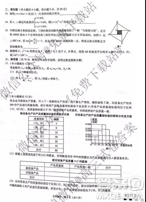 2020届云师大附中高考适应性月考三文科数学试题及参考答案