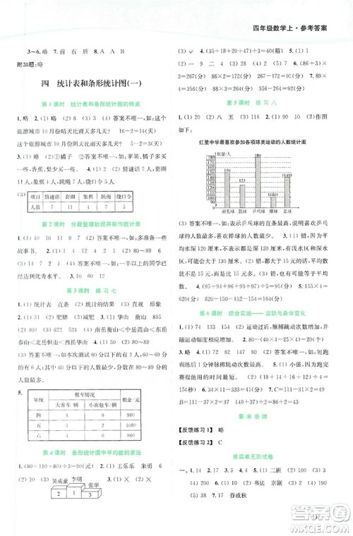 2019南通小题课时作业本四年级数学上册江苏版答案