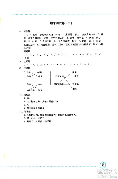 2019年开放课堂义务教育新课程导学案科学六年级上册教科版参考答案