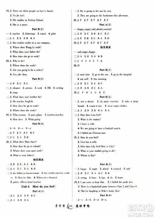 2019年优质课堂导学案英语六年级上册RJ人教版参考答案 2019年优质课堂导学案英语六年级上册RJ人教版参考答案