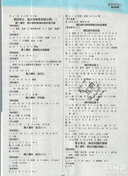江苏凤凰美术出版社2019年创新课时作业本四年级数学上册江苏版答案
