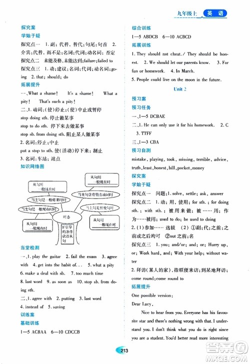 2019年秋资源与评价英语九年级上册外研版参考答案