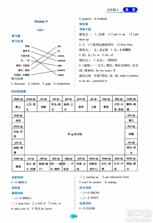 2019年秋资源与评价英语九年级上册外研版参考答案