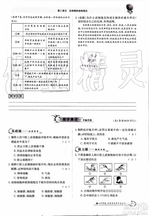 金太阳教育2019年金太阳导学案生物七年级上册创新版参考答案