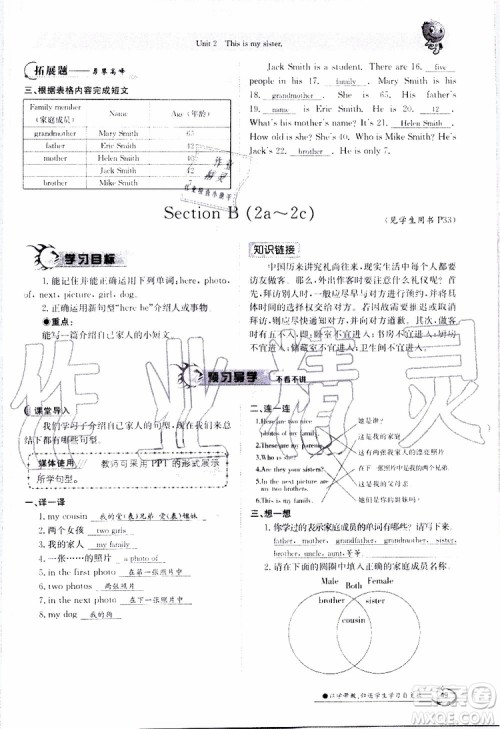 金太阳教育2019年金太阳导学案英语七年级上册创新版参考答案