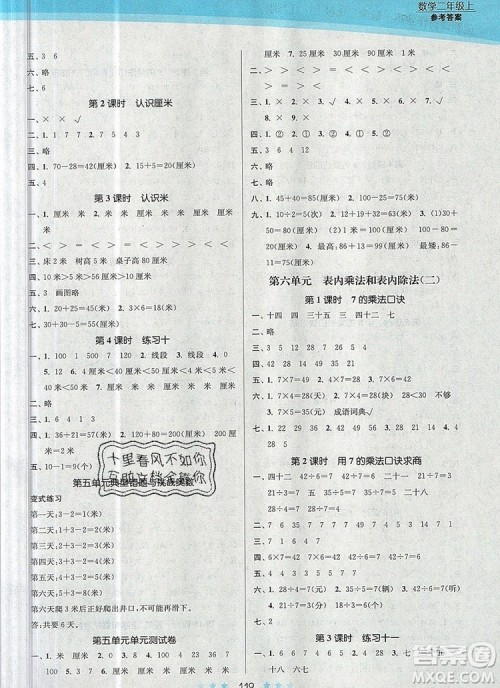 江苏凤凰美术出版社2019年创新课时作业本二年级数学上册江苏版答案