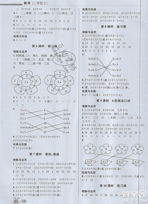青岛出版社2019年创新课时作业本二年级数学上册人教版答案