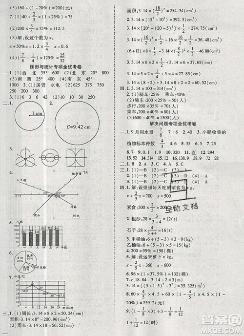 2019年小学同步检测必备全优考卷六年级数学上册人教版答案