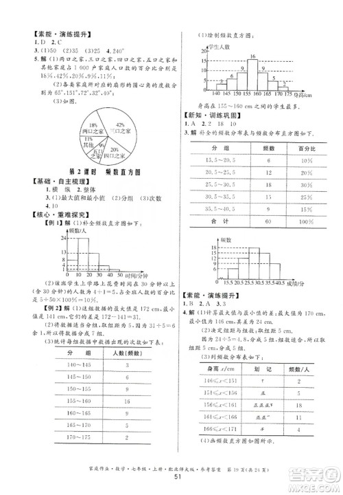 贵州教育出版社2019家庭作业七年级数学上册北师大版答案