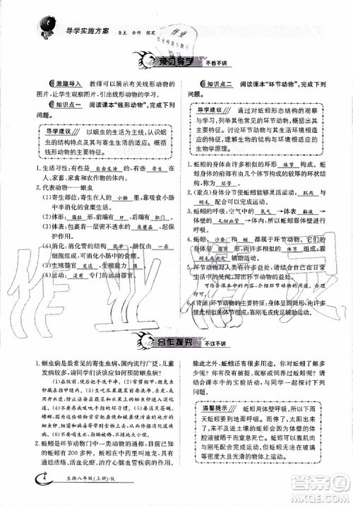 金太阳教育2019年金太阳导学案生物八年级上册创新版参考答案 金太阳教育2019年金太阳导学案生物八年级上册创新版参考答案
