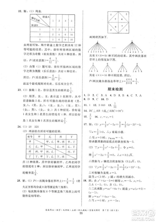 贵州科技出版社2019家庭作业九年级数学上册人教版答案