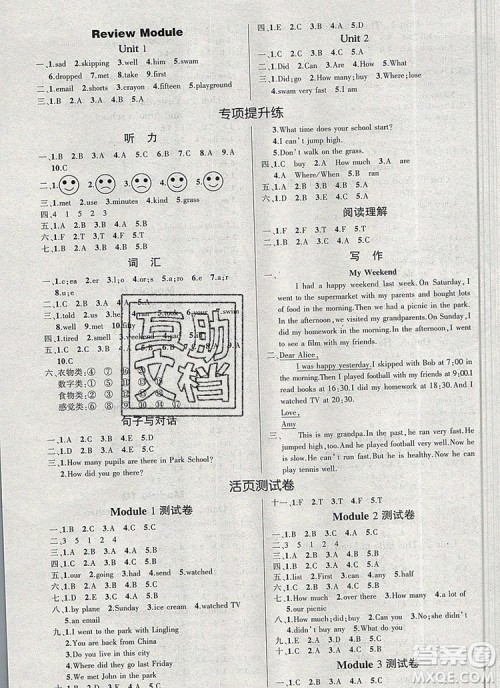 2019年秋新版创优作业100分导学案五年级英语上册外研版答案