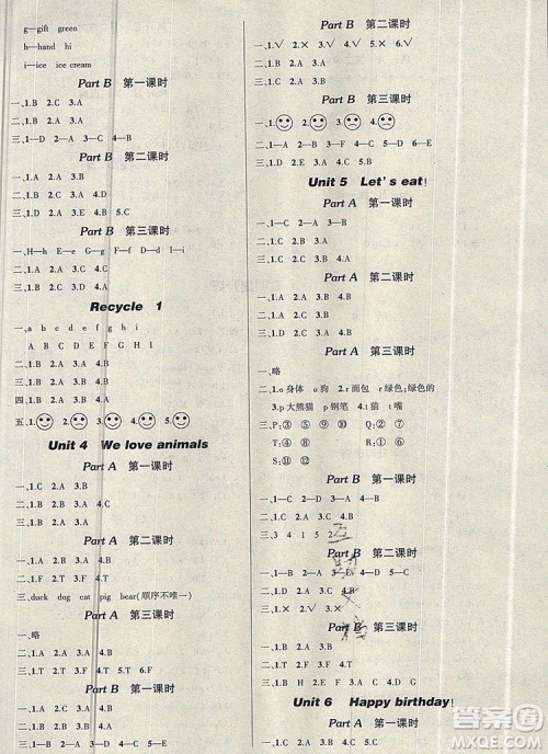 2019年秋新版创优作业100分导学案三年级英语上册人教版答案 2019年秋新版创优作业100分导学案三年级英语上册人教版答案